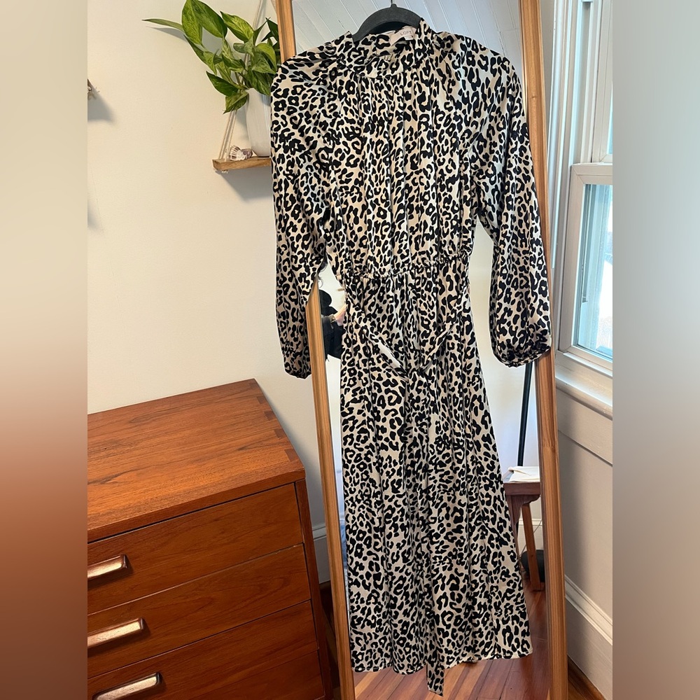 LOFT Black & Cream Leopard Print Maxi Dress